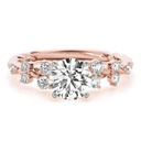 Round Cut Diamond Solitaire With Accent Twisted Engagement Ring For Women