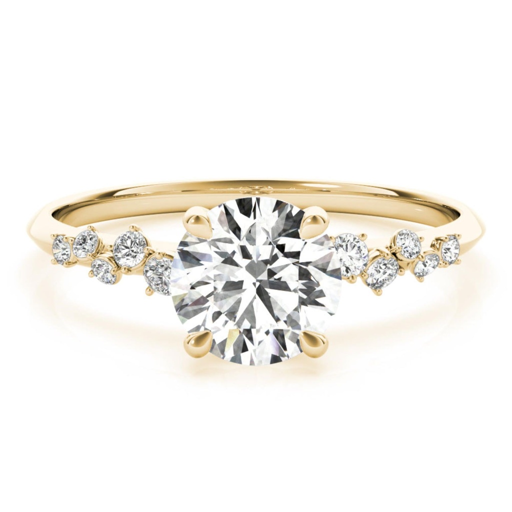 Round Cut Diamond Solitaire With Accent Style Engagement Ring For Women