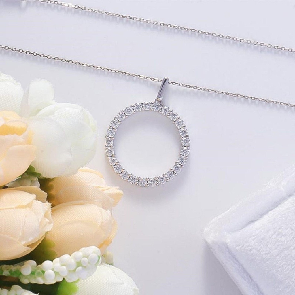 Round Cut Moissanite Circle Wedding Pendant