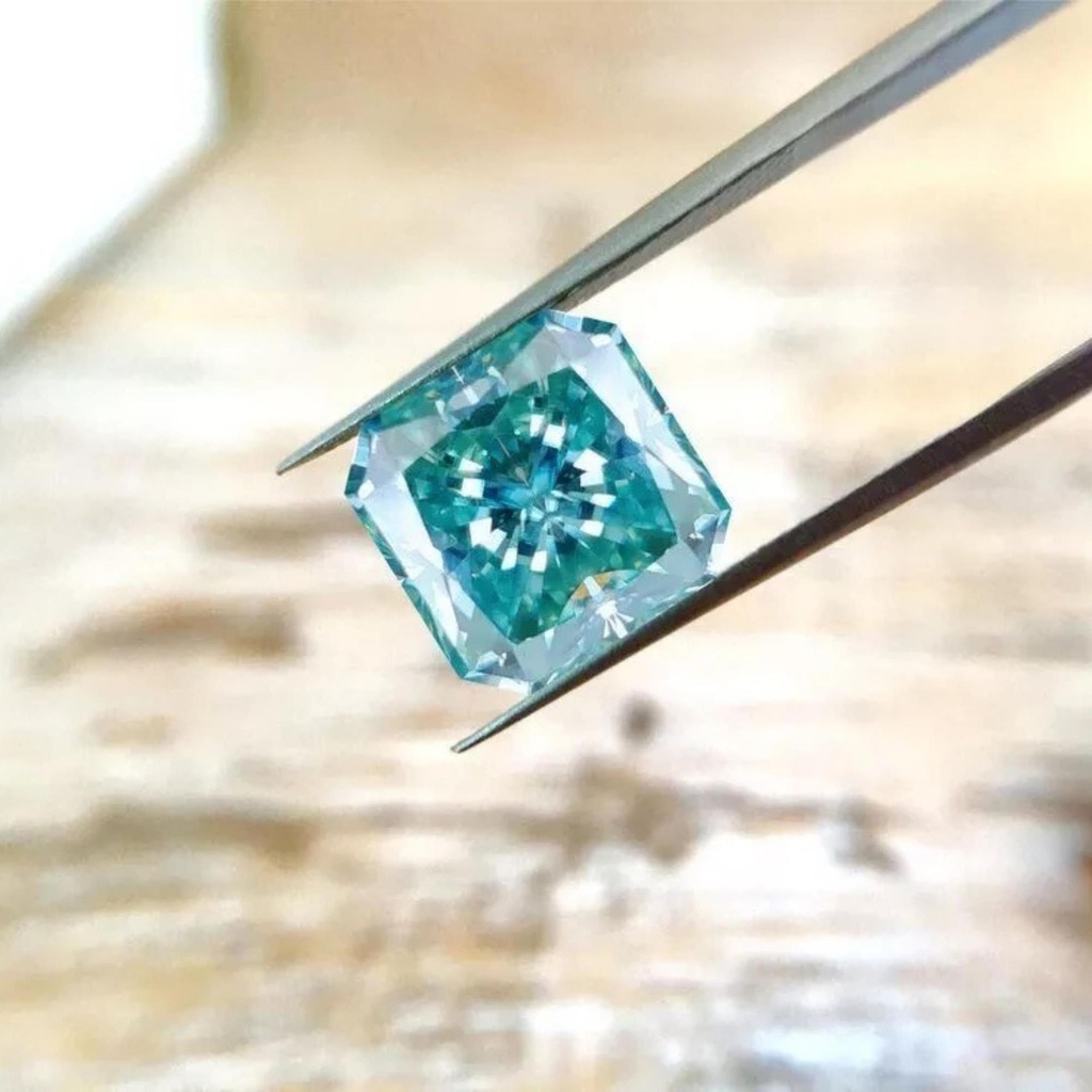 Loose Moissanite Blue Clean Square Radiant Cut 9.00 MM