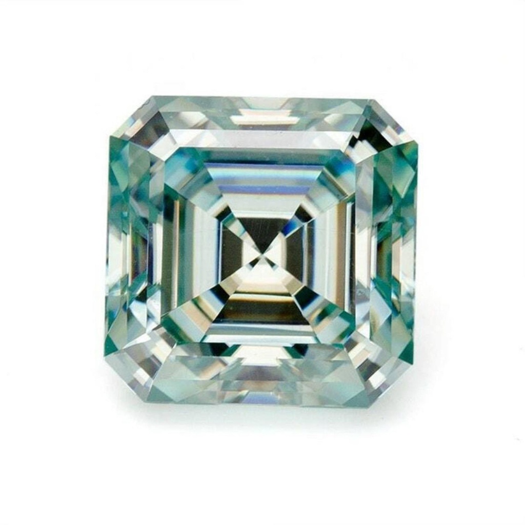 Loose Moissanite Fancy Blue Clean Asscher Cut 6.50 MM