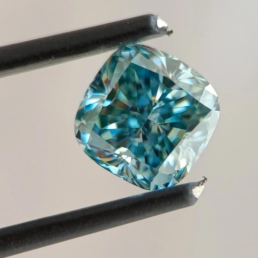 Loose Moissanite Fancy Blue Clean Cushion Cut 8.50 MM