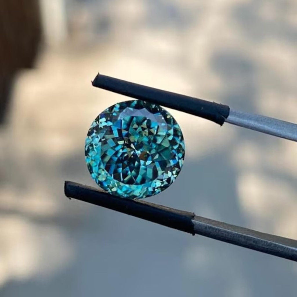 Loose Moissanite Fancy Blue Clean Portuguese Cut 7.25 MM