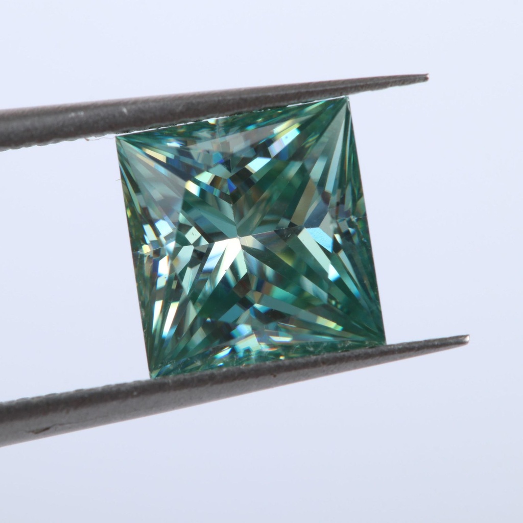 Loose Moissanite Fancy Blue Clean Princess Cut 8.75MM