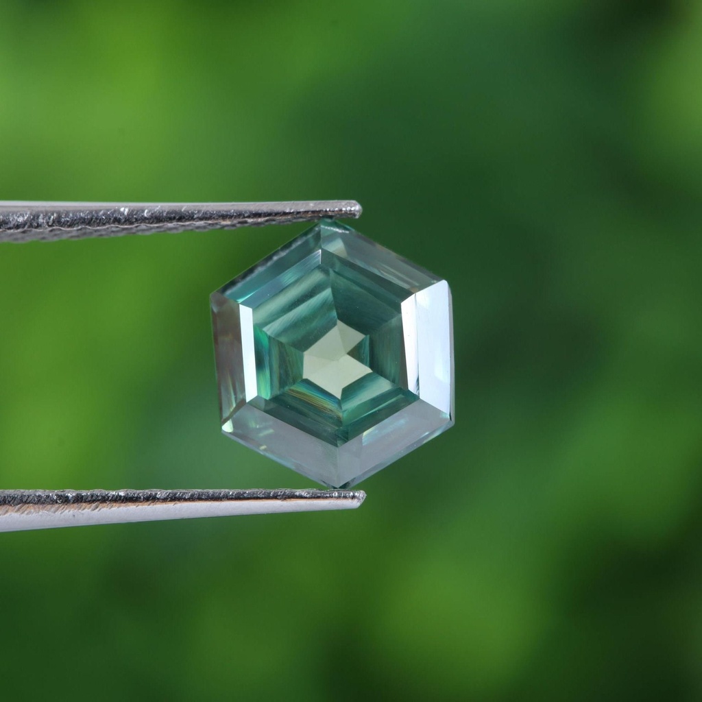 Loose Moissanite Green Clean Hexagon Cut 7.00 MM