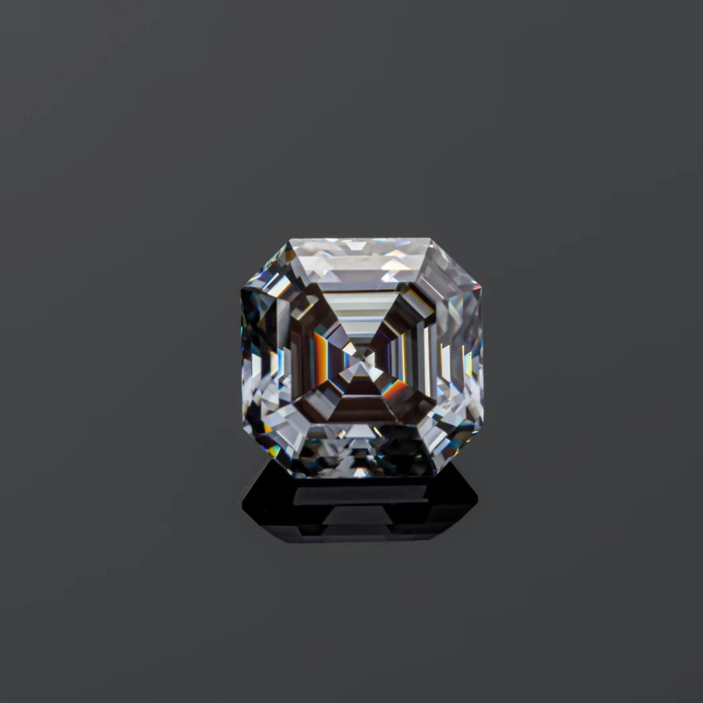 Loose Moissanite Grey Clean Asscher Cut 10.50 MM