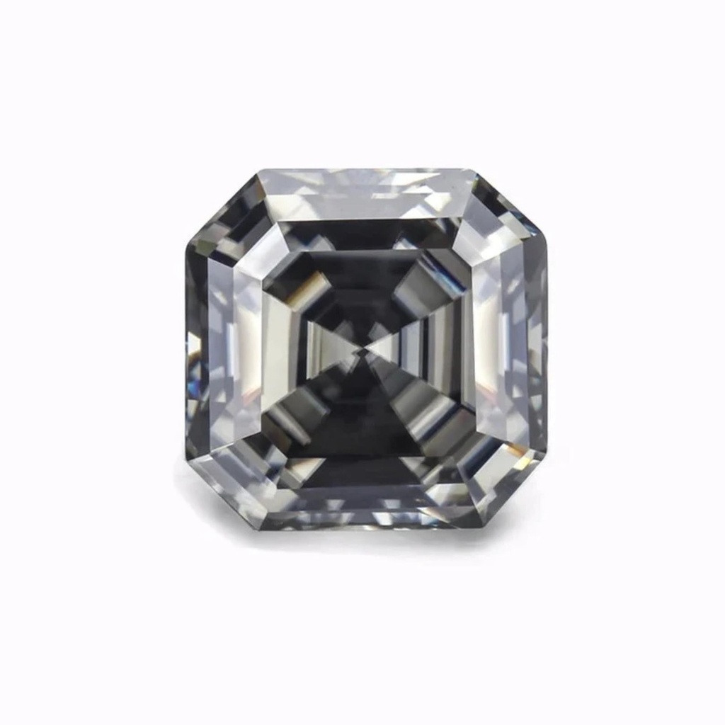 Loose Moissanite Grey Clean Asscher Cut 6.50 MM
