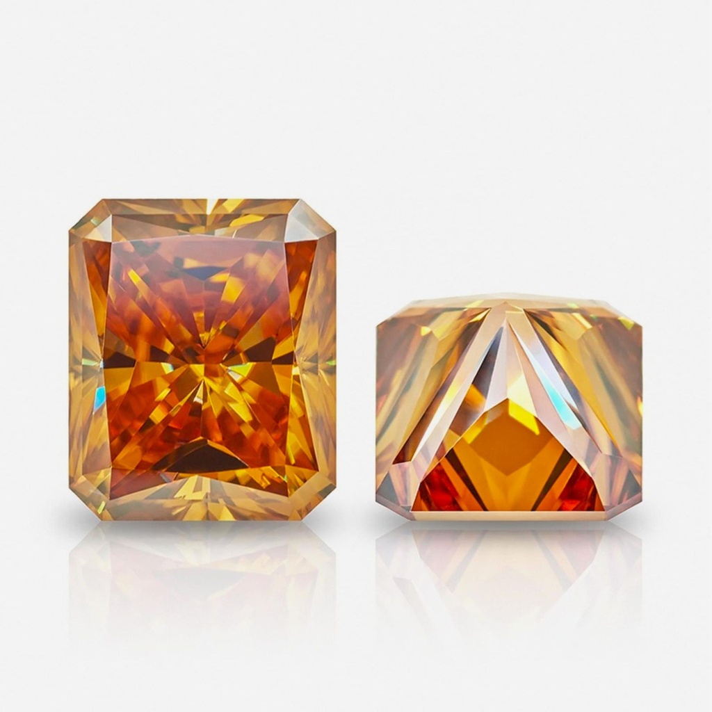 Loose Moissanite Orange Clean Radiant Cut 11.00 x 9.00 MM