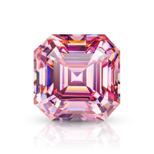 Loose Moissanite Pink Clean Asscher Cut 8.50 MM