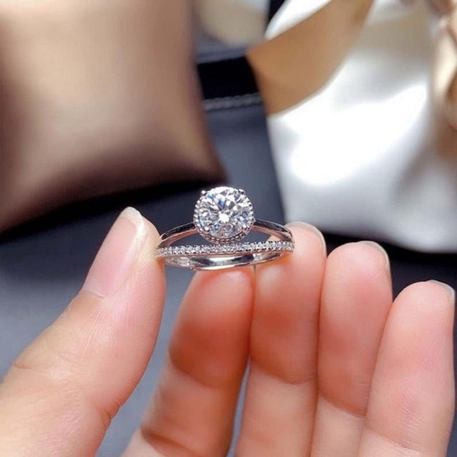  Diamond Unique Engagement Ring Round Cut,  Gift for Women, Custom Order, Prong Setting Ring