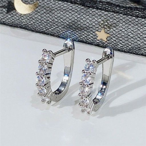 Round Diamond Hoop Earrings For Women