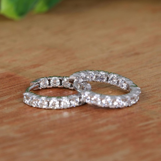  Round Cut Diamond Inside Out Hoop Earring For Women