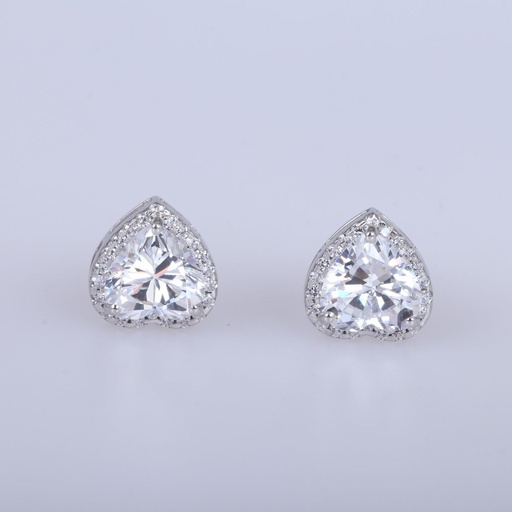 Heart Diamond Halo Stud Earrings For Women