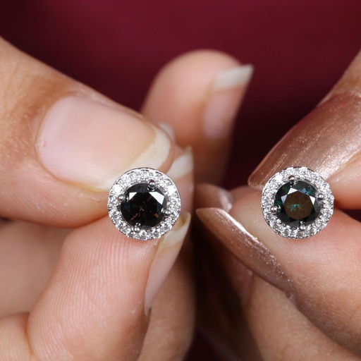  Round Cut Diamond Halo Stud Earring For Women