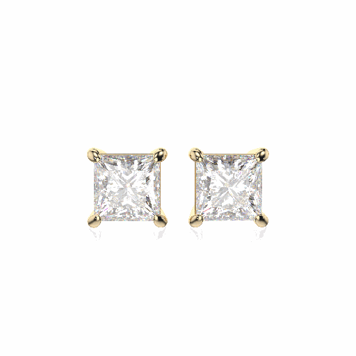  Princess Cut Stud Earrings 