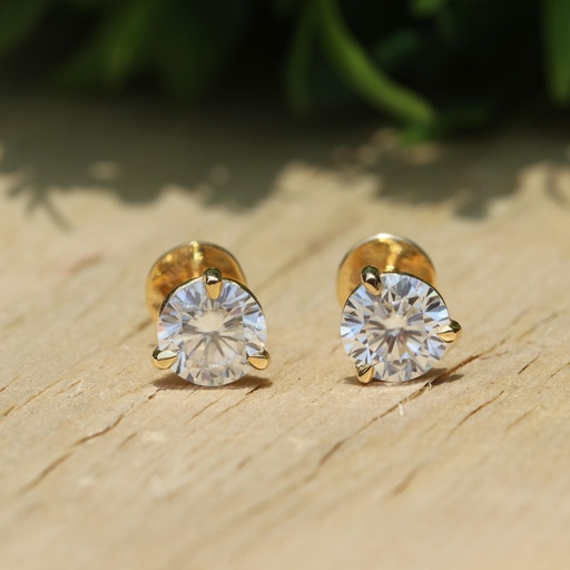 Round Cut Solitaire Stud Earring For Women