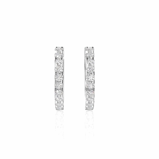 Round Cut Stone Hoop Earring For Women