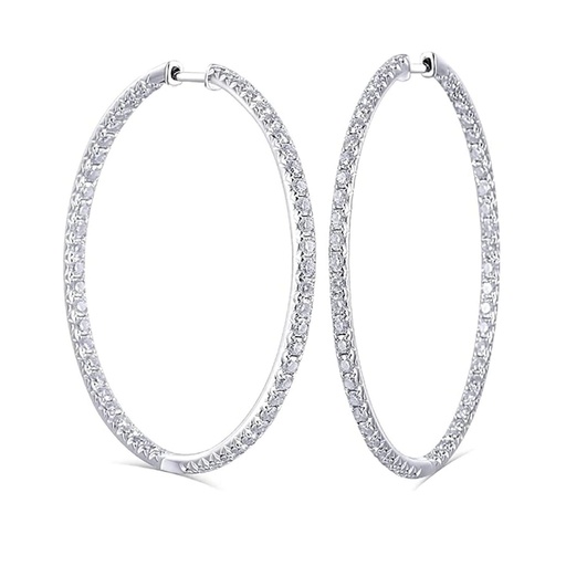  Round Cut Diamond Inside Outside Hoop Earrings For Women