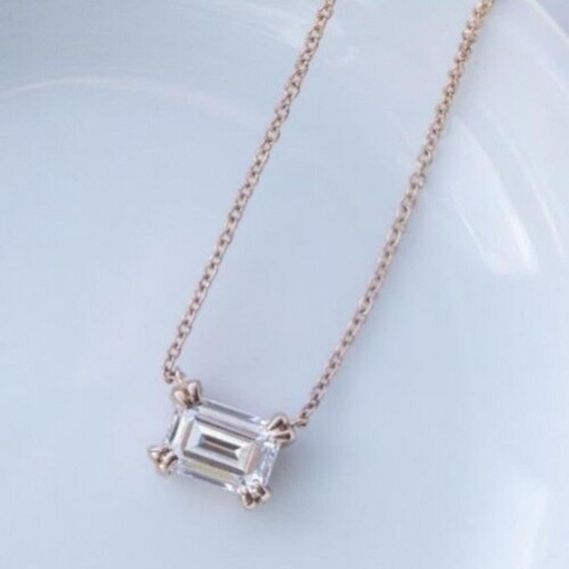 Emerald Cut Diamond Solitaire Wedding Pendant For Women