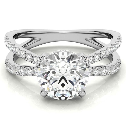 Round Cut Diamond Hidden halo Anniversary Ring for Women