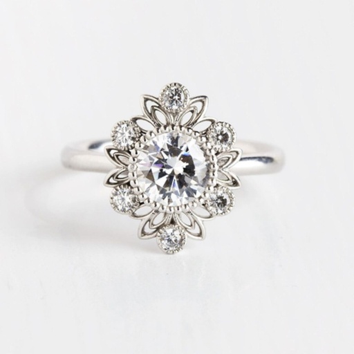 Round Cut Diamond Halo Unique Ring For Women
