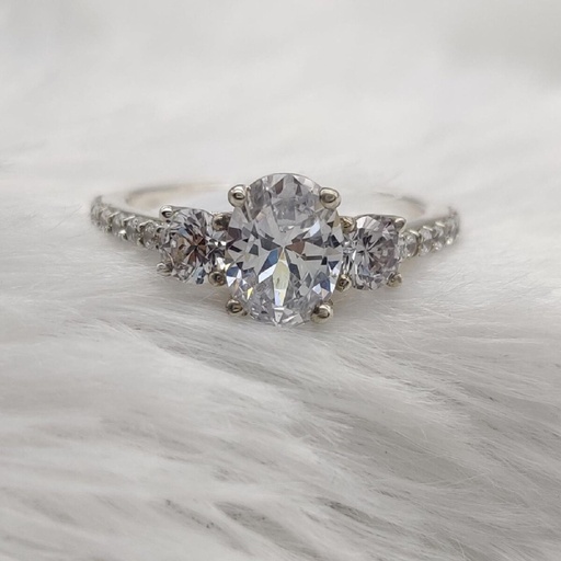 Oval Cut Diamond Solitaire With Accents Engagement Ring For Women