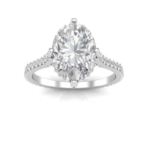  Oval Cut Diamond Hidden Halo Engagement Ring For Women