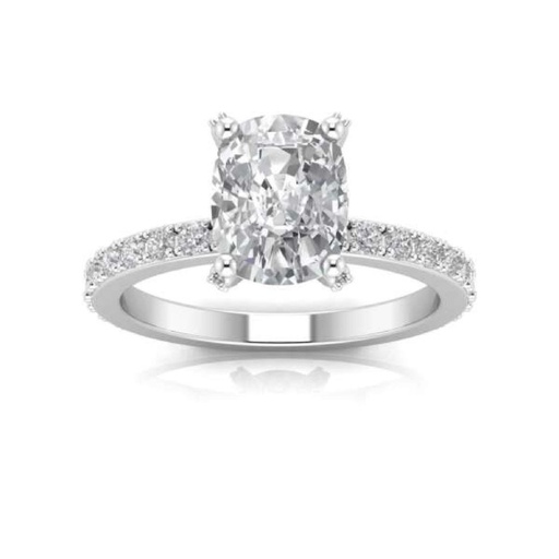  Elongated Cushion Cut Diamond Engagement Ring for Women