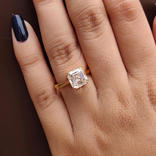 Asscher Cut Diamond Solitaire Ring Gift For Women