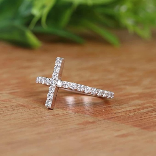 Round Diamond Cross Ring for Women