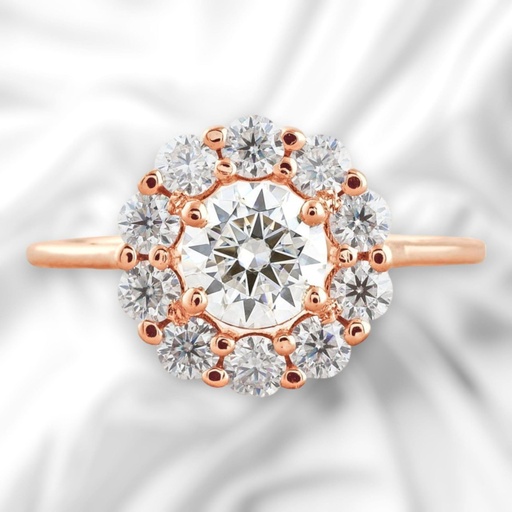 Round Cut Diamond Halo Engagement Ring For Women