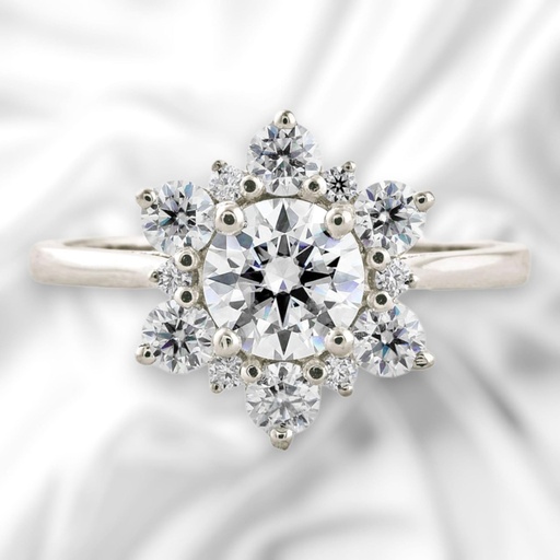 Round Cut Diamond Floral Style Engagement Ring for Women