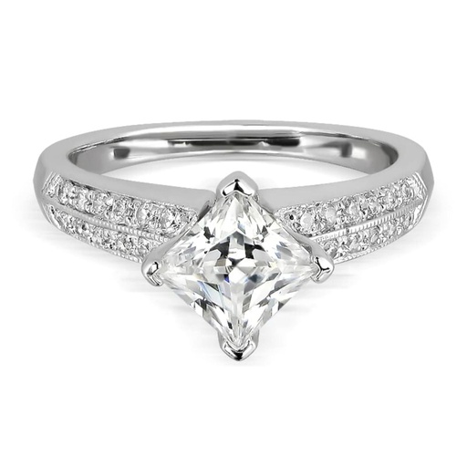 Princess Cut Solitaire With Accents Engagement Ring For Women