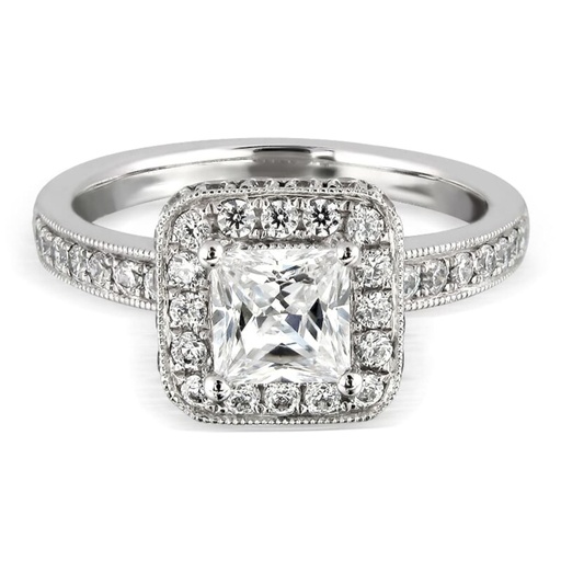 Princess Cut Diamond Hidden Halo Engagement Ring For Women
