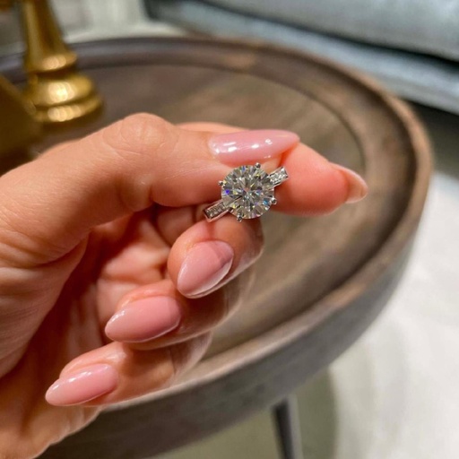 Round Cut Diamond With Accents Engagement Ring For Women