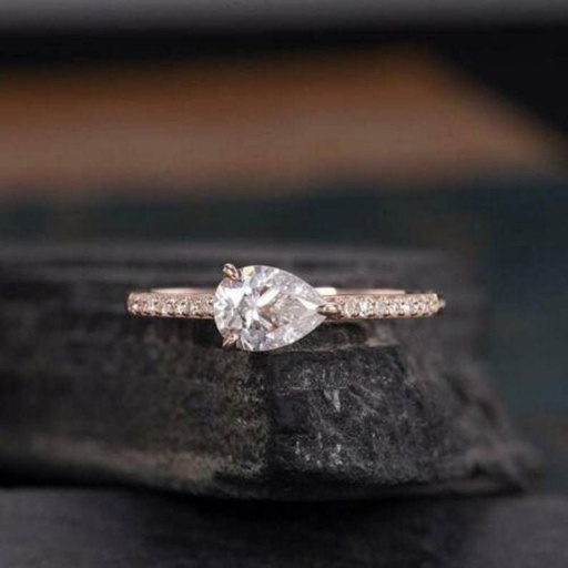 Pear Cut Diamond With Accents Engagement Ring for Women