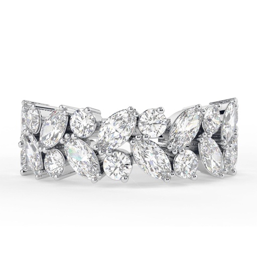 Marquise And Round Cut Diamond Vintage Half Eternity Wedding Band For Women
