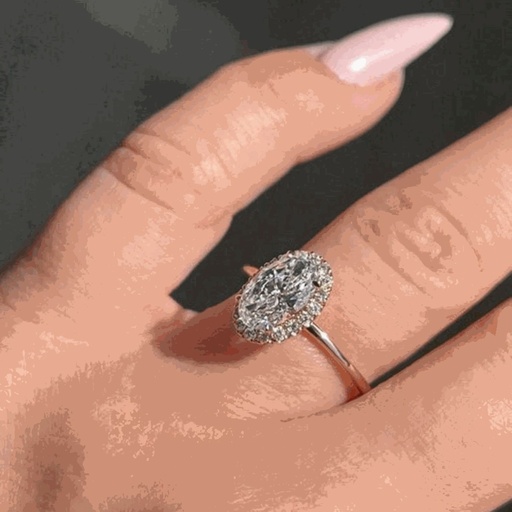 Oval Cut Diamond Halo Engagement Ring for Women