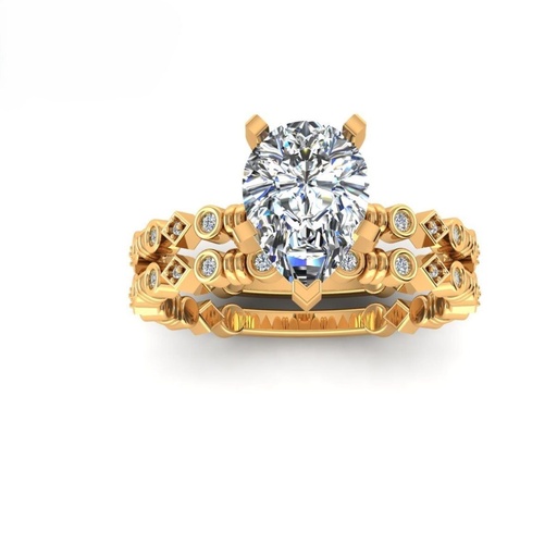 Pear Cut Diamond Unique Style Bridal Set Ring for Women