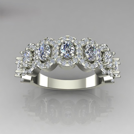 Oval Cut Diamond Half Eternity Halo Wedding Band For Women