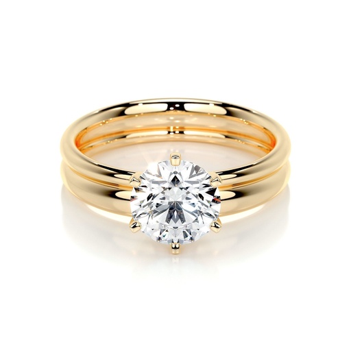Round Diamond Bridal Set  -18K Yellow Gold