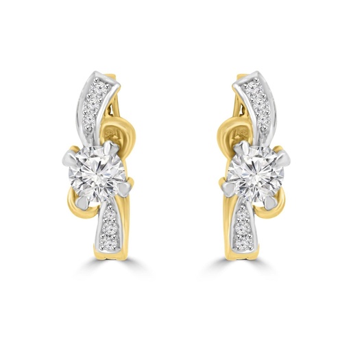 Round Cut Diamond Unique Style Huggie Hoop Earrings For Women