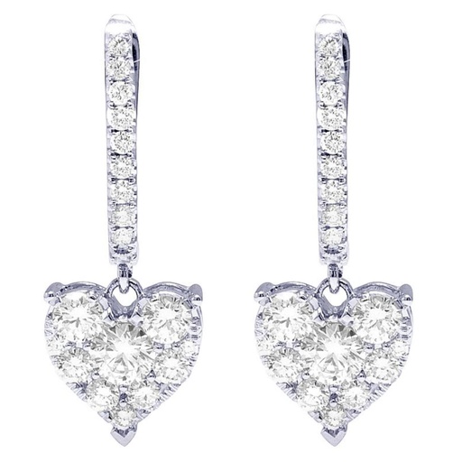 Round Cut Diamond Heart Shape Drop Dangle Earrings For Women
