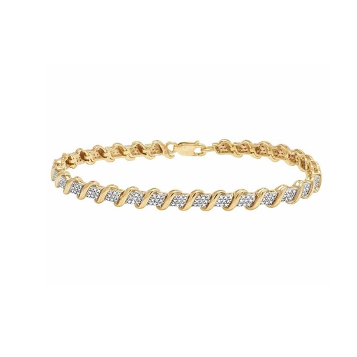 Round  Diamond Tennis Hip Hop Bracelet, Sterling Silver  Plated Gold Diamond Bracelet For Birthday Gift