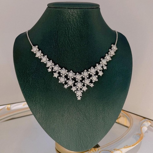 Round Cut Diamond Full Heavy Necklace For Women