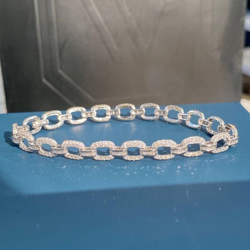 Round And Baguette Diamond Bracelet For Women