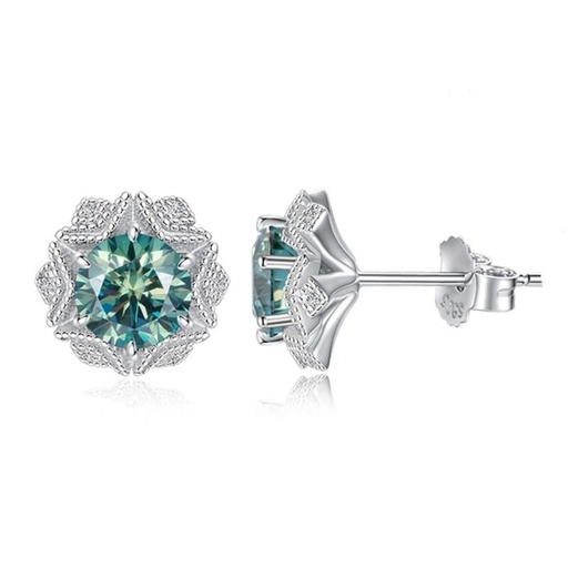 Green Round Cut Diamond Unique Stud Earrings For Women