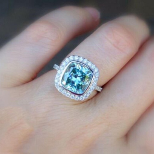 Cushion Halo Diamond Engagement Ring for Women Ring