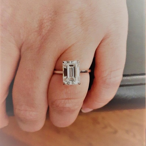 Emerald Cut Diamond Hidden Halo Engagement Ring For Women