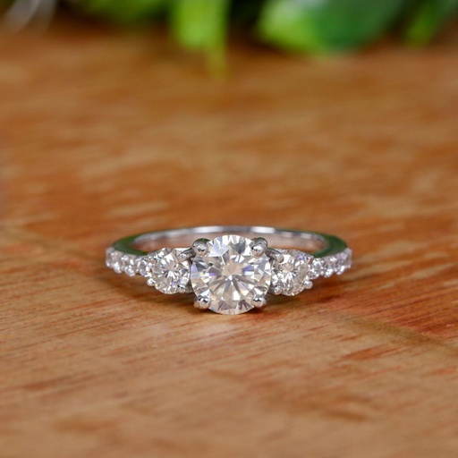 Round Three Stone Diamond Engagement Ring for Women